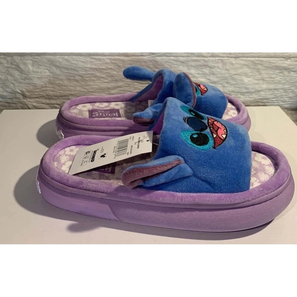 Disney Ground Up Stitch Slipper Size 8 Purple Blue 3D Ears Aloha
